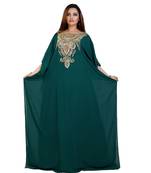 Green Georgette Embroidered Zari Work Islamic-Kaftans
