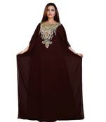 Brown Georgette Embroidered Zari Work Islamic-Kaftans