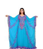 Turquoise Georgette Embroidered Zari Work Islamic-Kaftans