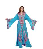 Turquoise Georgette Embroidered Zari Work Islamic-Kaftans