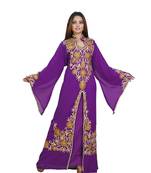 Purple Georgette Embroidered Zari Work Islamic-Kaftans