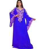 Royal-Blue Georgette Embroidered Zari Work Islamic-Kaftans