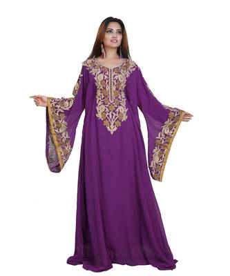 Magenta Georgette Embroidered Zari Work Islamic-Kaftans 1