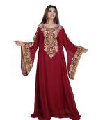 Maroon Georgette Embroidered Zari Work Islamic-Kaftans