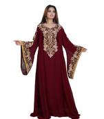 Maroon Georgette Embroidered Zari Work Islamic-Kaftans