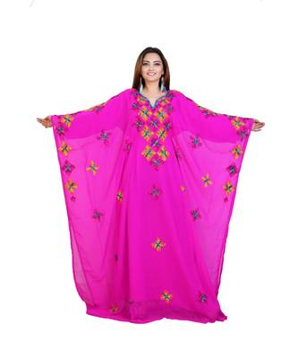 Pink Georgette Embroidered Zari Work Islamic-Kaftans 1