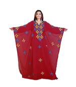 Tomato Georgette Embroidered Zari Work Islamic-Kaftans