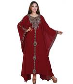 Red Georgette Embroidered Zari Work Islamic-Kaftans