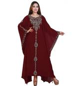 Maroon Georgette Embroidered Zari Work Islamic-Kaftans
