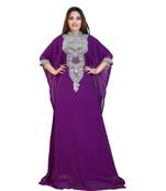 Magenta Georgette Embroidered Zari Work Islamic-Kaftans