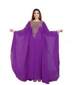 Purple Georgette Embroidered Zari Work Islamic-Kaftans