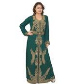 Green Georgette Embroidered Zari Work Islamic-Kaftans