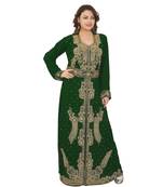 Green Georgette Embroidered Zari Work Islamic-Kaftans
