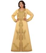 Yellow Georgette Embroidered Zari Work Islamic-Kaftans