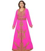 Pink Georgette Embroidered Zari Work Islamic-Kaftans