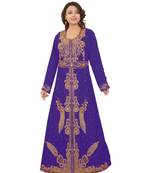Royal-Blue Georgette Embroidered Zari Work Islamic-Kaftans
