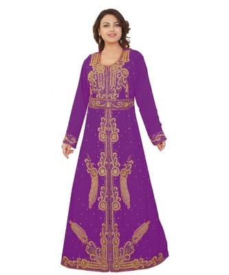 Magenta Georgette Embroidered Zari Work Islamic-Kaftans 1