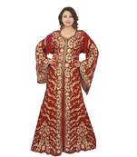 Maroon Georgette Embroidered Zari Work Islamic-Kaftans