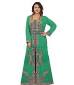 Green Georgette Embroidered Zari Work Islamic-Kaftans