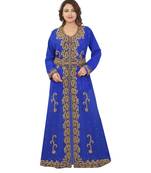 Royal-Blue Georgette Embroidered Zari Work Islamic-Kaftans