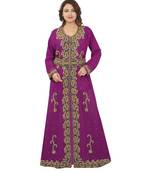 Magenta Georgette Embroidered Zari Work Islamic-Kaftans