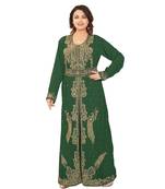 Green Georgette Embroidered Zari Work Islamic-Kaftans