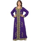 Royal-Blue Georgette Embroidered Zari Work Islamic-Kaftans