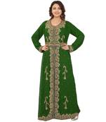 Green Georgette Embroidered Zari Work Islamic-Kaftans