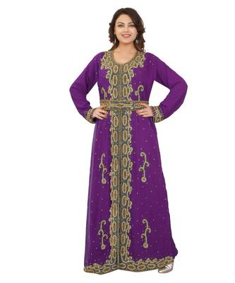 Magenta Georgette Embroidered Zari Work Islamic-Kaftans 1