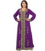 Magenta Georgette Embroidered Zari Work Islamic-Kaftans