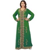 Green Georgette Embroidered Zari Work Islamic-Kaftans