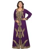 Purple Georgette Embroidered Zari Work Islamic-Kaftans