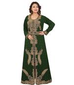 Green Georgette Embroidered Zari Work Islamic-Kaftans