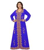 Royal-Blue Georgette Embroidered Zari Work Islamic-Kaftans