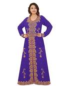 Royal-Blue Georgette Embroidered Zari Work Islamic-Kaftans
