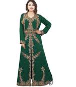 Green Georgette Embroidered Zari Work Islamic-Kaftans