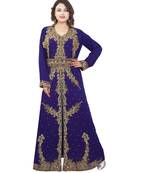 Navy-Blue Georgette Embroidered Zari Work Islamic-Kaftans