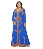 Turquoise Georgette Embroidered Zari Work Islamic-Kaftans