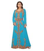 Blue Georgette Embroidered Zari Work Islamic-Kaftans