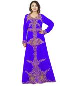 Royal-Blue Georgette Embroidered Zari Work Islamic-Kaftans