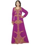 Magenta Georgette Embroidered Zari Work Islamic-Kaftans