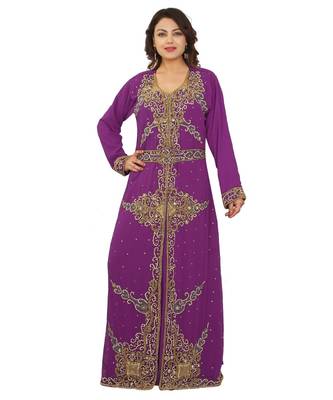 Magenta Georgette Embroidered Zari Work Islamic-Kaftans 1