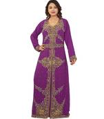 Magenta Georgette Embroidered Zari Work Islamic-Kaftans