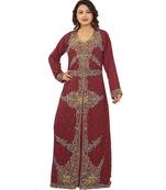 Magenta Georgette Embroidered Zari Work Islamic-Kaftans