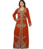 Orange Georgette Embroidered Zari Work Islamic-Kaftans