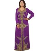 Purple Georgette Embroidered Zari Work Islamic-Kaftans