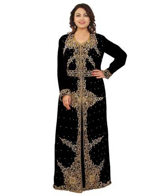 Black Georgette Embroidered Zari Work Islamic-Kaftans 1