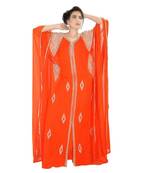 Orange Georgette Embroidered Zari Work Islamic-Kaftans