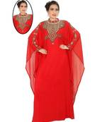 Red Georgette Embroidered Zari Work Islamic-Kaftans