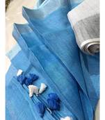 Blue Hand Woven Linen Saree With Blouse
